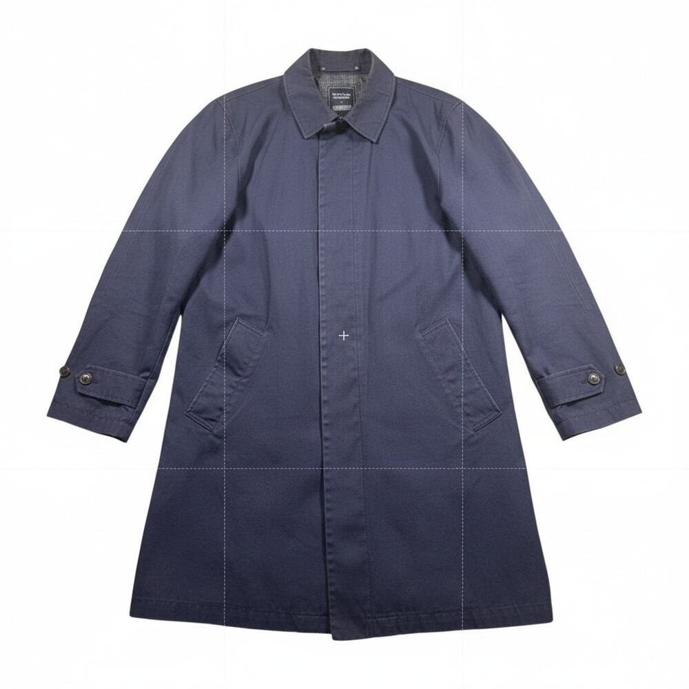 Frank and Oak Trench Coat Men's Size Large Navy Blue Cotton Collared Full Zip